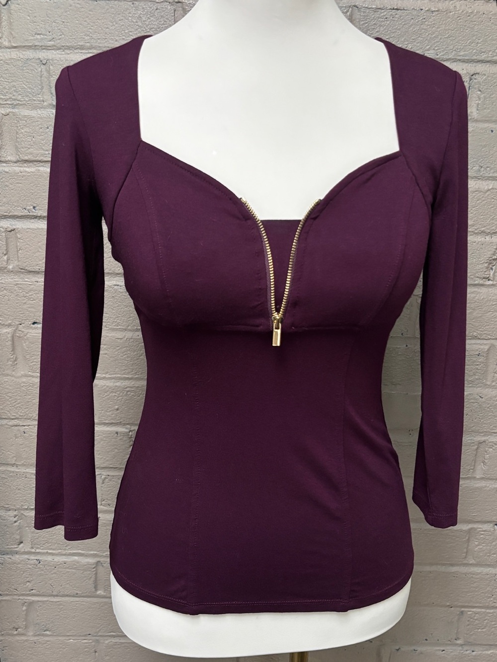 Cache  Deep Plum  Zip Front Top XS